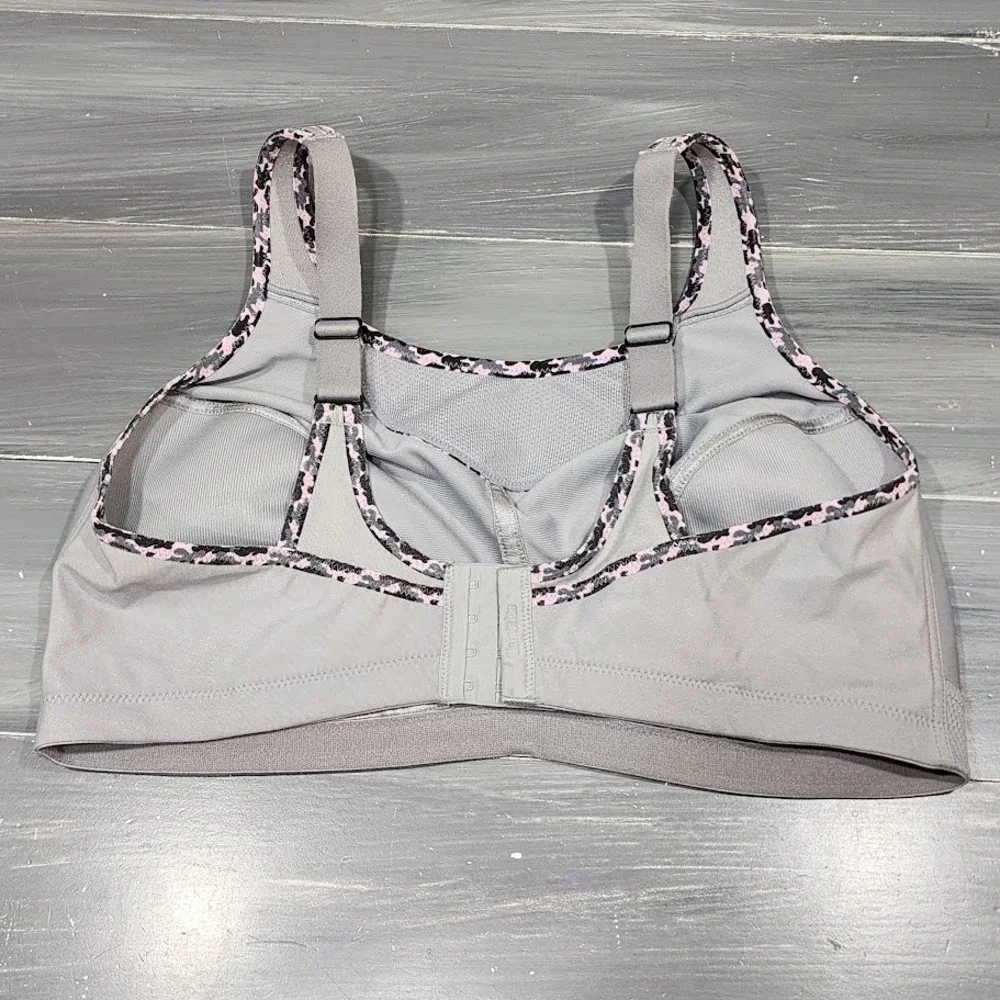 Glamorise‎ Sport Bra 44D Full Figure No Bounce Camisole Wirefree 1066 Gray